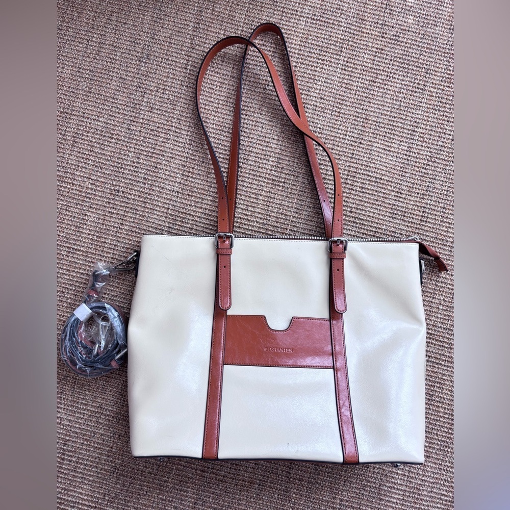 BOSTANTEN Carol Leather Briefcase Vintage Tote - 15.6" Laptop Bag - Picture 4 of 16
